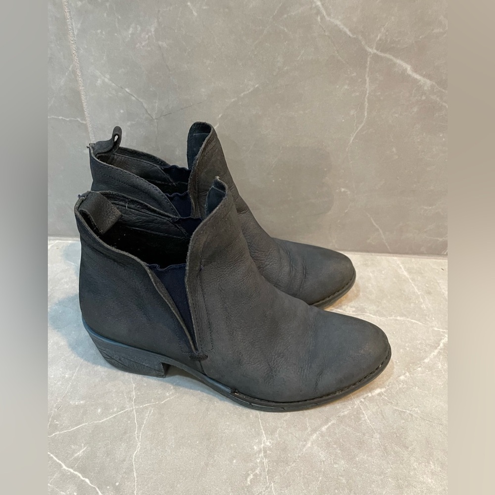 Navy Blue Leather Anthropologie Ethem Ankara Ankle Boots 36